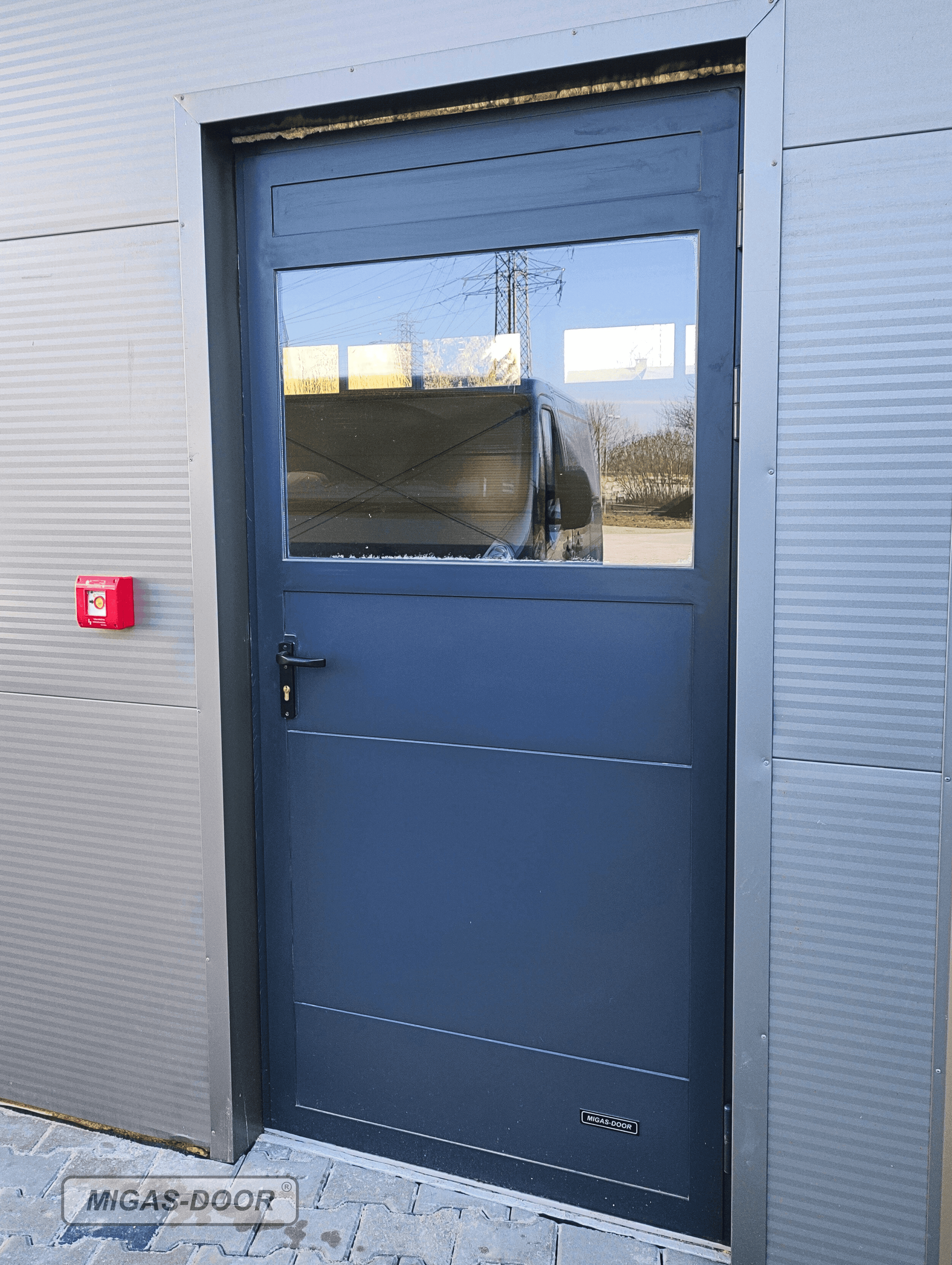 drzwi stalowe z przeszkleniem ral 7016 2