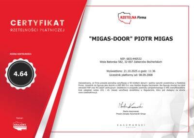 Certyfikat rzetelności